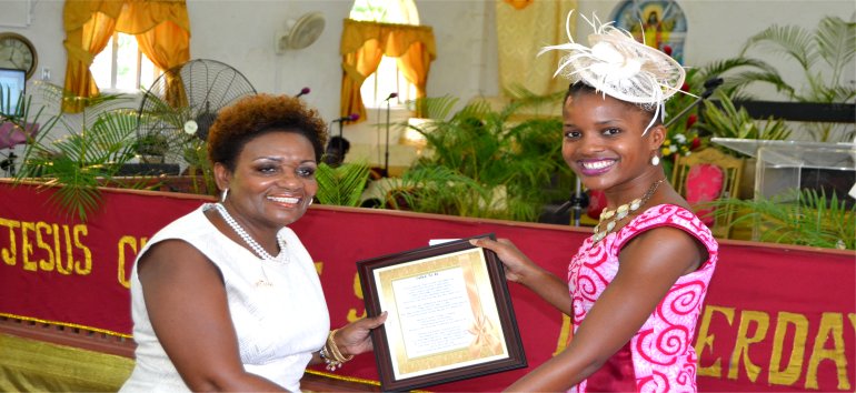 Faith Marshall-Harris honoured with a poem at Mount Zions Mission Foursquare Barbados Church