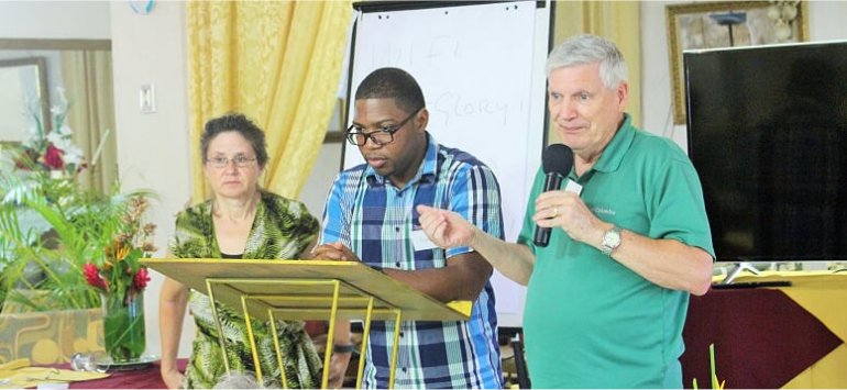 Rev Dave Stone Foursquare leaders visit Mount Zion's Missions Inc Barbados Foursquare Church in 2018