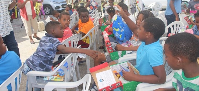 Samaritans Purse Operation Christmas Child shoebox gift distribution at the Mount Zion's Missions Inc Barbados Foursquare Church Impact Community Outreach Children's fun Outreach in Barbados