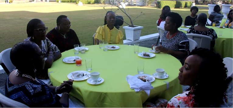 Ruth and Esther have tea with Madame Justice Dame Sandra Prunella Mason QC new Governor General of Barbados