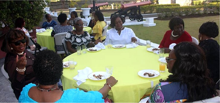 Ruth and Esther have tea with Madame Justice Dame Sandra Prunella Mason QC new Governor General of Barbados