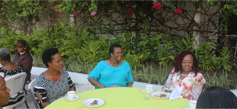 Ruth and Esther have tea with Madame Justice Dame Sandra Prunella Mason QC new Governor General of Barbados