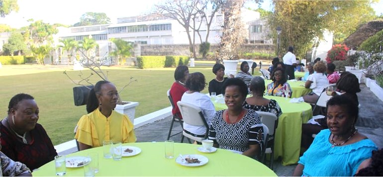 Ruth and Esther have tea with Madame Justice Dame Sandra Prunella Mason QC new Governor General of Barbados