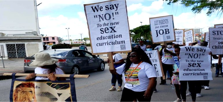 Protest March against IDB survey October 2022 Bridgetown Barbados