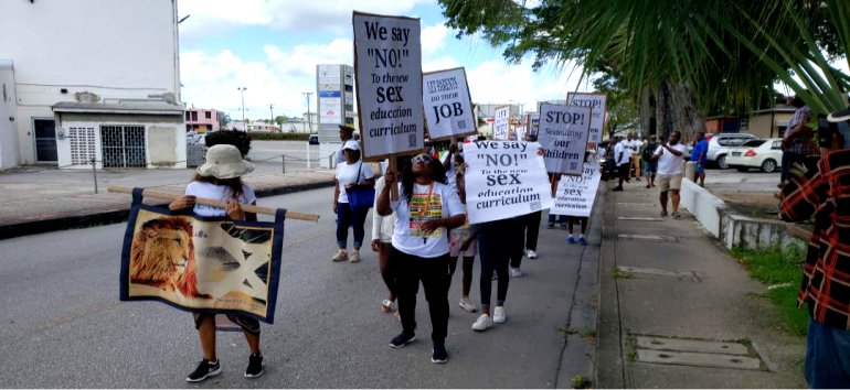 Protest March against IDB survey October 2022 Bridgetown Barbados