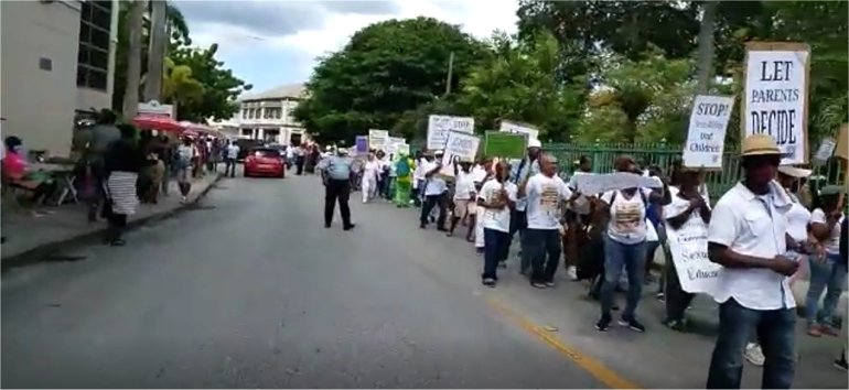 Protest March against IDB survey October 2022 Bridgetown Barbados