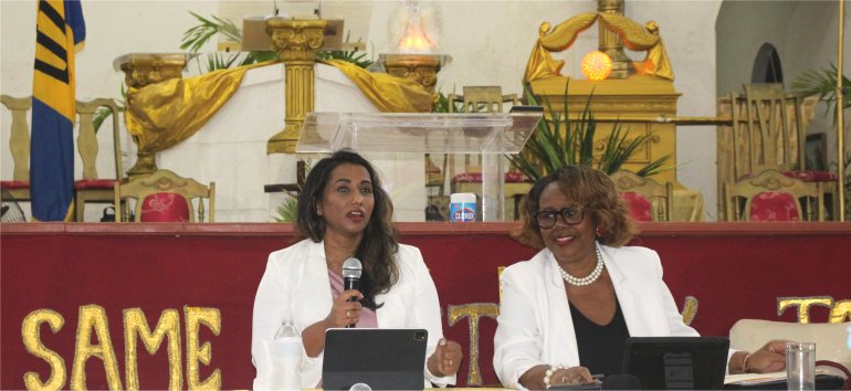 Apostle Cindy Meeks guest speaker at Mount Zion's Missions Inc Barbados Foursquare Church with husband Daris Meeks